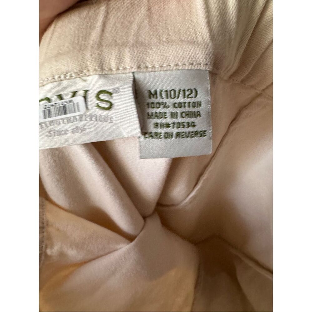 ORVIS 100% Cotton Women's Tan Knee Length A-Line Skirt W Pockets sz M Breathable - Picture 4 of 5